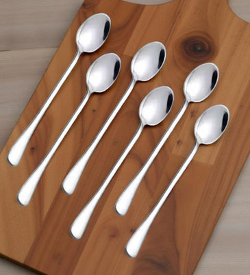 caridge Soda Spoon, Coffee Spoon, Set of ,6 Silver 20 cm Length Stainless Steel Ice Tea Spoon Set(Pack of 6)