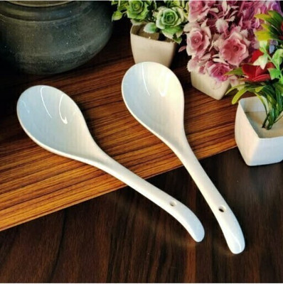 PKMSHO serving white spoon Tableware, pack of 2 Disposable Melamine Sugar Spoon Set(Pack of 2)