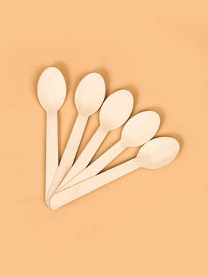 GUPTA ENTERPRISES Disposable Wooden Table Spoon Set(Pack of 100)