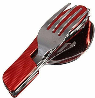 PAWSAM Multi-Function Tool Foldable Fork Spoon Disposable Stainless Steel Table Spoon(Pack of 1)