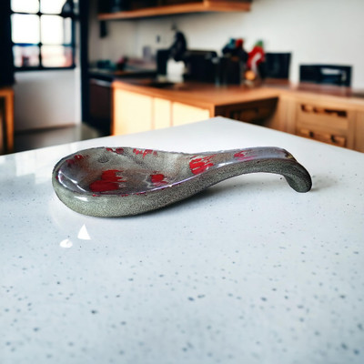 Malaikah Pack of 1 Ceramic Spoon Holder / Rest Ideal for Holding serving Spoons Ceramic Table Spoon(Pack of 1)