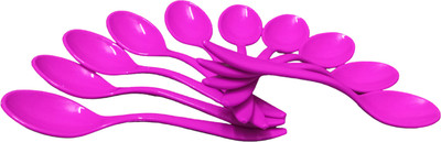 Bluzap Plastic Kids Spoon (Any One Color Will Be Sent You as Per Availability) Plastic Table Spoon Set(Pack of 10)