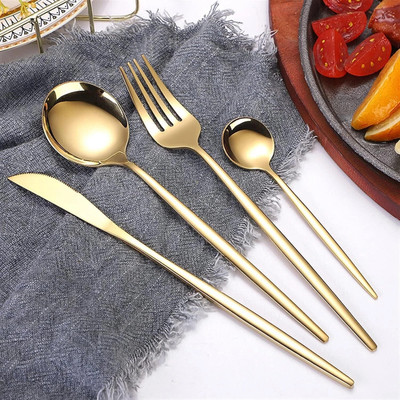 openZest Luxury Gold Mirror Finish Stainless Steel Flatware Set of 1(4Pcs) Stainless Steel Table Spoon Set(Pack of 4)