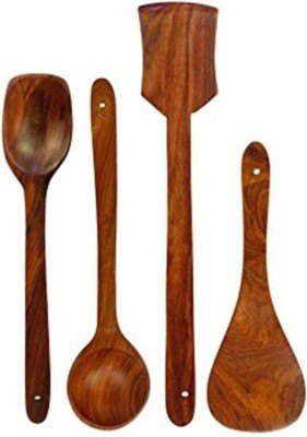 Sarita Choice Enterprises Cooking Dosa/Roti/Chapati Kitchen Tools No Harmful Polish Naturally Non-Stick Wooden Serving Spoon Set(Pack of 4)