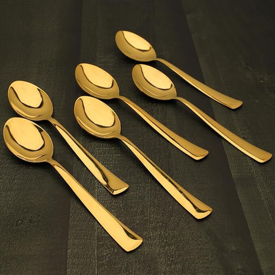ARSCART Latest golden dinner spoon Stainless Steel Table Spoon Set(Pack of 6)