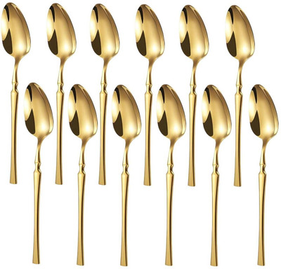OICIA a1_Rose-Gold Main Dinner Spoons, Flatware Spoon for Dessert, Set Stainless Steel Ice-cream Spoon Set(Pack of 12)