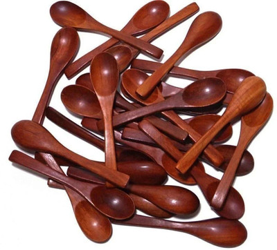 Livster Monkeycrafts Masala Ice-Cream Sugar Salt Small (10 pcs) Wooden Table Spoon, Measuring Spoon, Tea Spoon, Sugar Spoon, Coffee Spoon Set(Pack of 30)