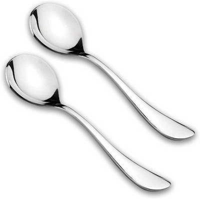 Manorath Soup Spoon Set Pack of 2 Premium Stainless Steel Stainless Steel Soup Spoon Set(Pack of 2)