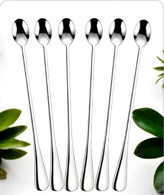 ARSCART Long Handle Soda Stainless Steel Ice Tea Spoon, Measuring Spoon Set(Pack of 6)