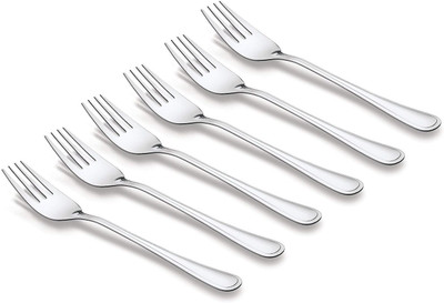 Fanqew 6 Dinner fork HOME HOTEL Disposable Stainless Steel Dessert Spoon Set(Pack of 6)