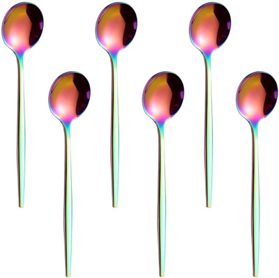 OICIA a1_ilver Dinner Spoon Set, _ for Salad & Cereal, Dining Soup Spoons Stainless Steel Ice-cream Spoon Set(Pack of 6)