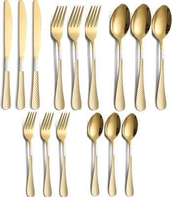 openZest Luxury Gold Stainless Steel Flatware Set of 3 (15Pcs) Stainless Steel Table Spoon Set(Pack of 15)