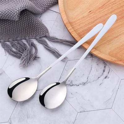 KESHUENTERPRISE Long Handle Stainless Steel Soup Spoon (multicolor; pack of 2) Stainless Steel Soup Spoon Set(Pack of 2)