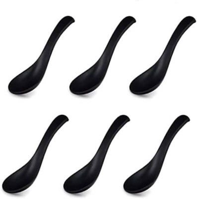 MDNSHO Unbreakable, Black Colorful Soup/Dessert , Food Grade Melamine Soup Spoon Set Melamine Soup Spoon Set(Pack of 6)
