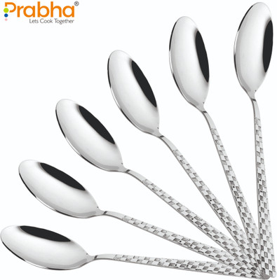 PRABHA Stainless Steel Chess Baby Spoon Set of 12 Pcs (Silver),Spoon Set, Chamach Stainless Steel Table Spoon Set(Pack of 12)