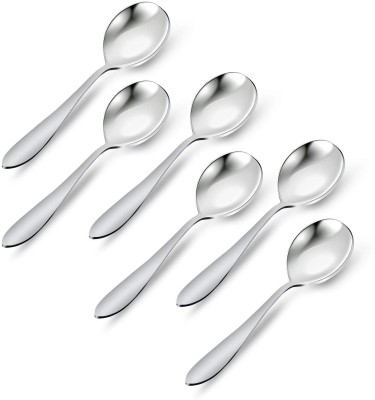 Kishco Classic Plain Stainless Steel Soup Spoon Set(Pack of 6)