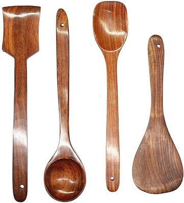 ASenterprises 35 Wooden Serving Spoon, Table Spoon, Measuring Spoon Set(Pack of 4)