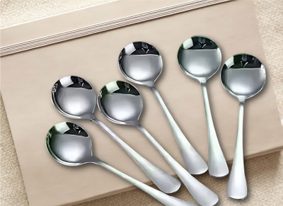 ARSCART Ars Cart Stylish Stainless Steel Soup Spoon Set(Pack of 6)