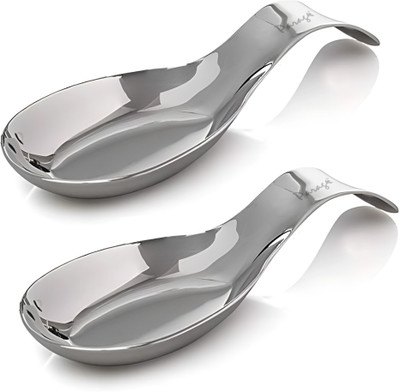Parage Spoon Rest for Platform and Dining Table, Holding Messy Spoon While Cooking Stainless Steel Table Spoon Set(Pack of 2)