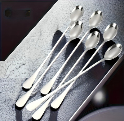 ARSCART Long-Handled Spoons Stainless Steel Ice Tea Spoon Set(Pack of 6)