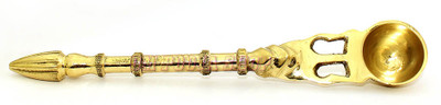 Om Pooja Shop Abhishekam Havan Spoon in Brass Brass Measuring Spoon(Pack of 1)