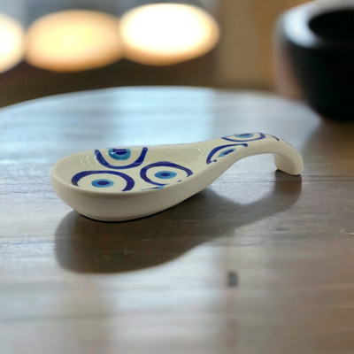 RAFOLEEN Ceramic Spoon Rest Large White Pack of 1 Disposable Ceramic Serving Spoon(Pack of 1)