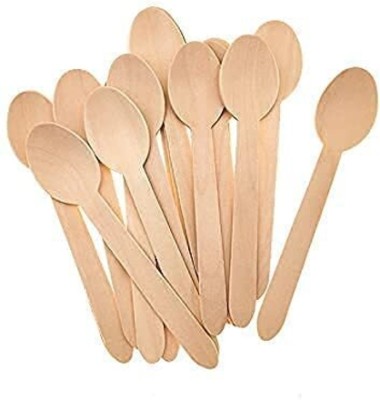 HygienePack Disposable Wooden Coffee Spoon, Dessert Spoon, Ice-cream Spoon, Sugar Spoon, Tea Spoon Set(Pack of 100)