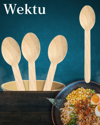 WEKTU Generic Wooden Spoon/Smooth Edge/14CM/100PC/01 Disposable Wooden Table Spoon Set(Pack of 100)