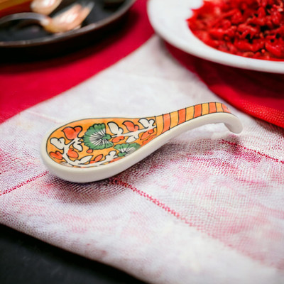 Malaikah Pack of 1 Ceramic Spoon Holder / Rest Ideal for Holding serving Spoons Ceramic Table Spoon(Pack of 1)