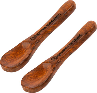 Shiva Organic Sheesham Wood Handmade Spoon Wooden Dessert Spoon Set(Pack of 2)