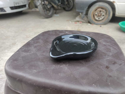 Malaikah BLACK SOLID ROUND SPOON REST PACK OF 1 Ceramic Table Spoon(Pack of 1)