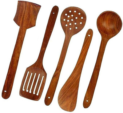 Sluzbee Wooden Serving Spoon Set(Pack of 5)