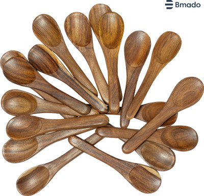 Bmado Traditional Wooden Spoons [4.5 inch] – Durable, Handcrafted, Reusable Wooden Ice-cream Spoon, Tea Spoon, Sugar Spoon, Dessert Spoon Set(Pack of 18)
