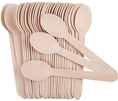DTD Disposable Wooden Spoon 160mm (300 Pcs) Disposable Wooden Table Spoon, Dessert Spoon, Ice-cream Spoon, Serving Spoon Set(Pack of 300)