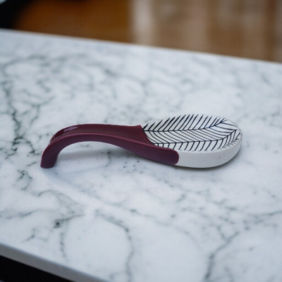 Malaikah Wine Zebra Printed Long Spoon Rest Pack Of 1 Ceramic Table Spoon(Pack of 1)
