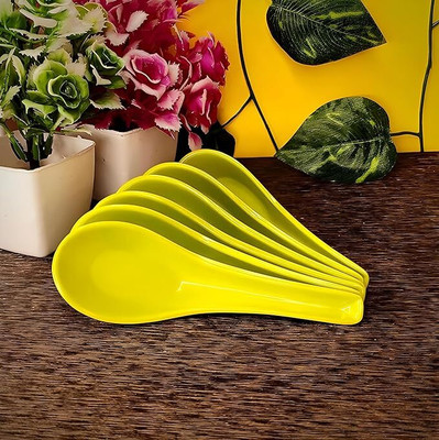 Vemlons Soup Spoon/Melamine Soup Spoon Set of 6 Microwave Safe set of 6 Green Soup Spoon Melamine Soup Spoon Set(Pack of 6)