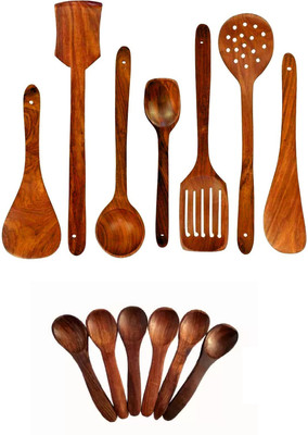 Ruby Perl Spatula Cooking Tools Without Polish Non Stick Nonstick Wooden Serving Spoon Set(Pack of 12)