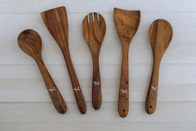 FLIXMINT FLIXMINT SPOON Wooden Serving Spoon Set(Pack of 5)