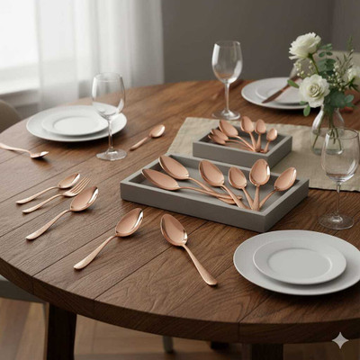 Heimora Stainless Steel Table Spoon, Salad Spoon Set(Pack of 5)