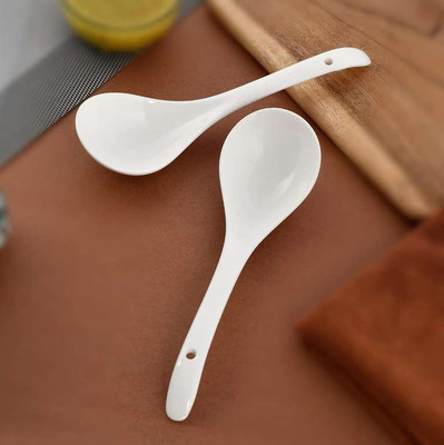 TDMM Ceramic Large Serving Spoon Ladle Set Microwave Oven Dishwasher Disposable Melamine Serving Spoon Set(Pack of 2)