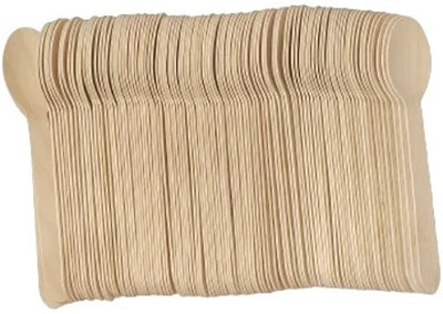Spoonish Spoon-100 Disposable Wooden Serving Spoon Set(Pack of 100)