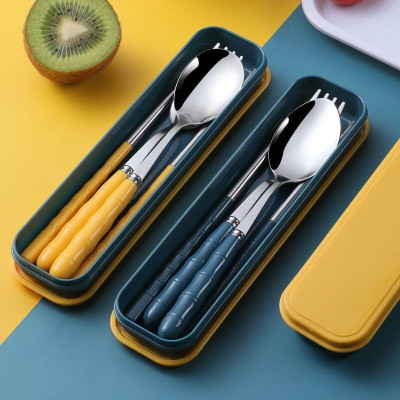 BME Premium Steel Spoon Fork Chopsticks Dining Set with Carrying Case Stainless Steel Table Spoon Set(Pack of 2)