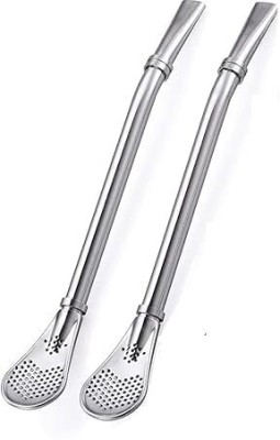 4MYL Bent Drinking Straw(Silver, Pack of 2)