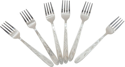 Kitchenza Designer Handle Stainless Steel Table Forks – Set of 6 for Home & Kitchen Use Stainless Steel Dessert Spoon, Salad Spoon, Olive Spoon Set(Pack of 6)