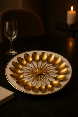 mahata enterprise primium luxary golden spoon set 6 Disposable Stainless Steel Tea Spoon Set(Pack of 6)