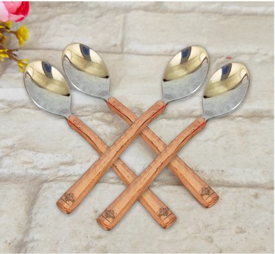 INDIAN ART VILLA Indian Art Villa Steel Copper Ice Cream Spoon Copper Table Spoon Set(Pack of 4)