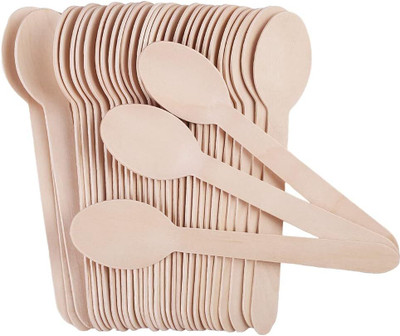 SMS HYDROTECH Party Combo of Spoon & Fork - Disposable Wooden Table Spoon Set(Pack of 200)