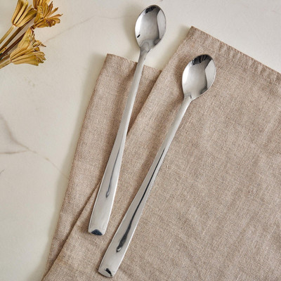 Haniza mehtab 2 long handle Stainless Steel Cream Spoon Set(Pack of 2)