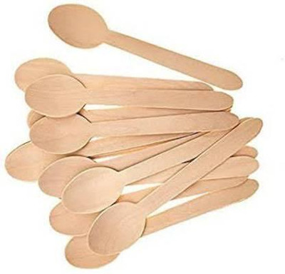 viraj wooden spoon for home Disposable Wooden Table Spoon Set(Pack of 100)