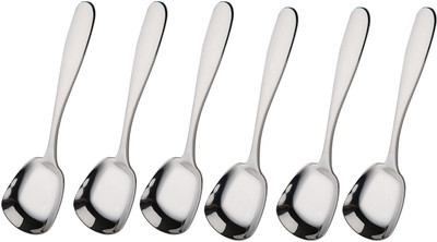 HomeHunt NEW25_Gold Soup Spoons with Gold Plating Stainless Steel Dessert Spoon, Table Spoon, Tea Spoon, Ice Tea Spoon Set(Pack of 6)